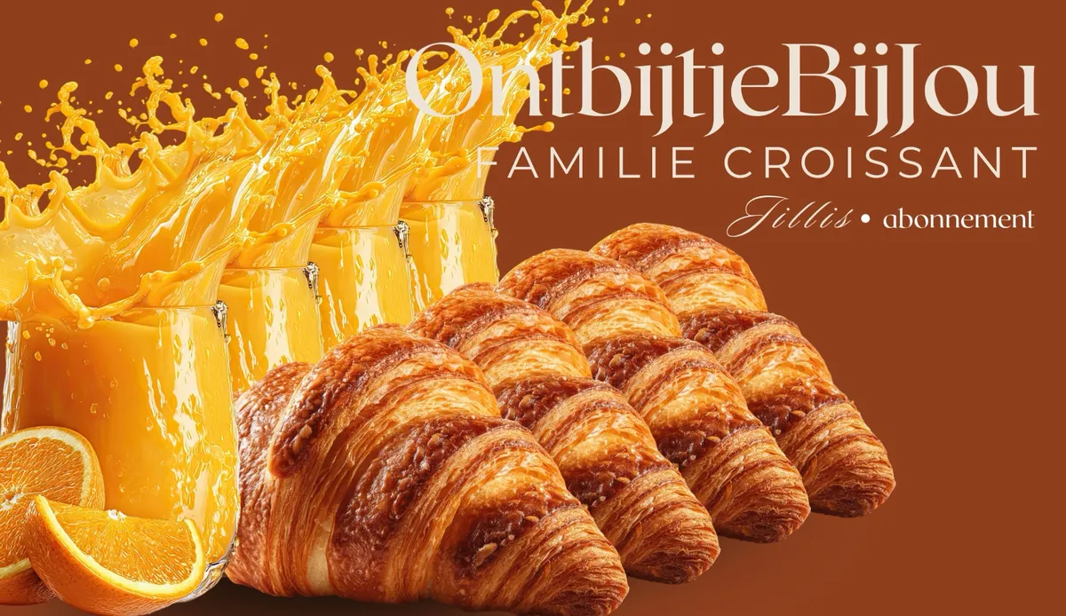 Familie Croissant Jillis met meerdere croissants en jus d'orange